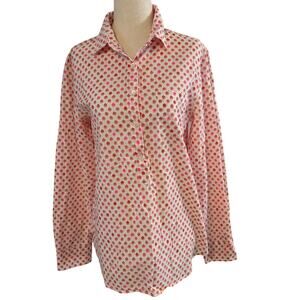 J.Crew Floral Blouse Size 6 Red Pink White Button Front Top